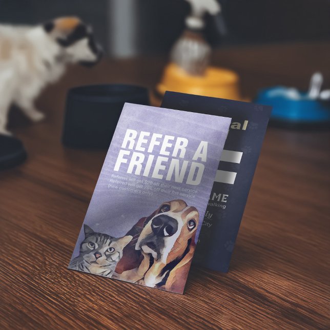 Cartão De Indicação Pet Care Sitting Bathing Grooming Salon Comida Com (Criador carregado)