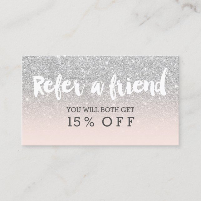 Cartão De Indicação Placa de referência, tipografia moderna, prata (Frente)