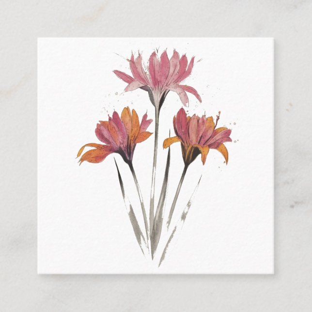 Cartão De Indicação Placas fetais: Aquarela e Lápis Arte Floral (Frente)