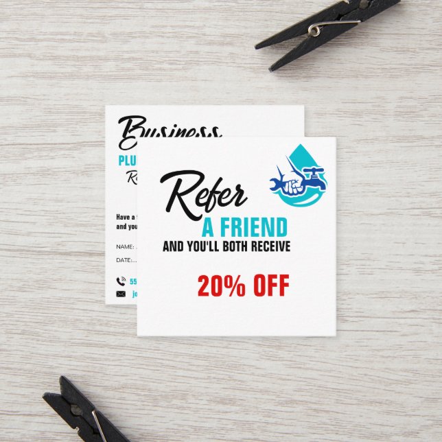 Cartão De Indicação Plumbing Service Water Drop Logo Plumber Business (Frente/Verso In Situ)