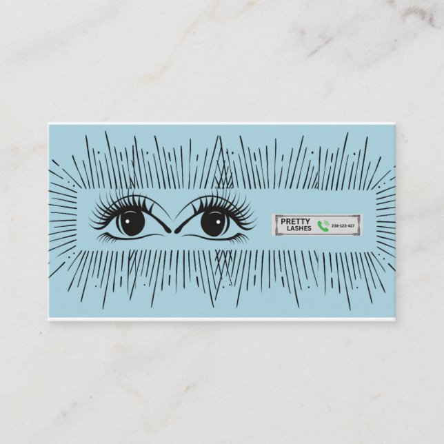 Cartão De Indicação Pretty Lashes Modern Blue Minimalist Eye Illustrat (Frente)