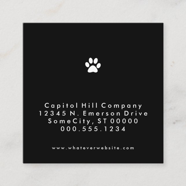 Cartão De Indicação quadrado da pata do animal de estimação da (Frente)