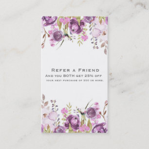 Cartão De Indicação Quic Floral Lilac com Lavanda Roxa Referir um Amig