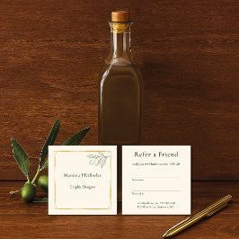 Cartão De Indicação ramo de oliveira elegante