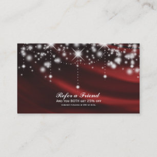 Cartão De Indicação Red Silk e Sparkle Glam Salon referem um amigo