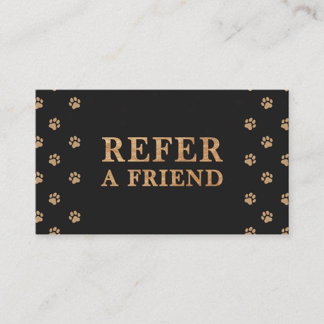Cartão De Indicação Refer A Friend Modern Luxury Pet Care Black (Frente)