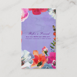 Cartão De Indicação Roxo Pintura Floral Negrito Pop Chic Indique um Am