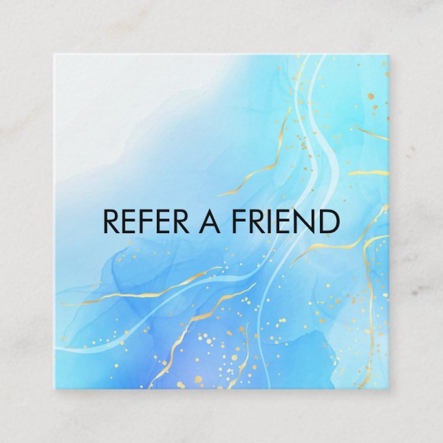 Cartão De Indicação Salão de Bela Marble Elegante Moderno e Dourado (Frente)