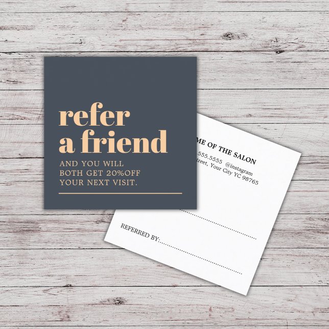 Cartão De Indicação Salão de Beleza Azul e Azul Moderno (Criador carregado)