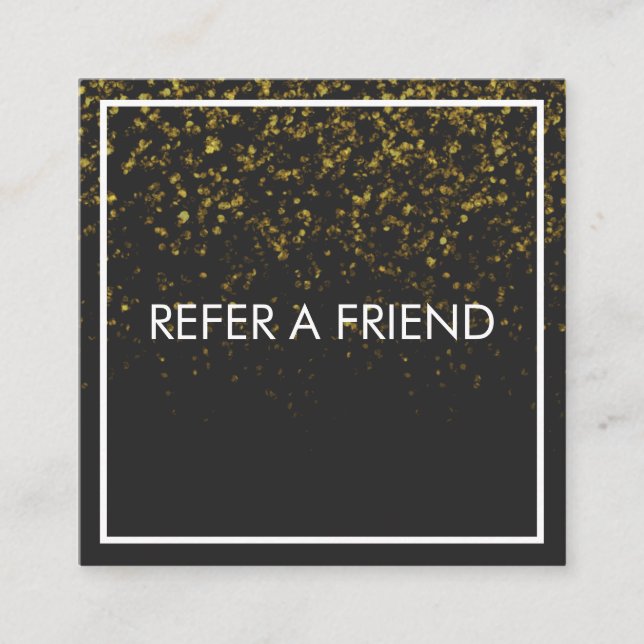 Cartão De Indicação Salão de Beleza Elegante Dourado Moderno (Frente)