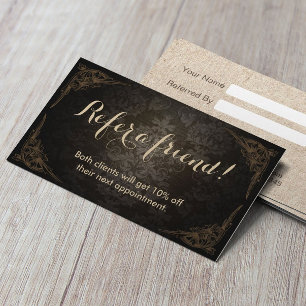 Cartão De Indicação Salão de beleza quadro vintage do damasco do