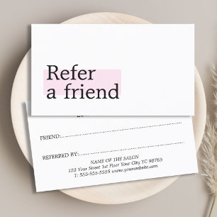 Cartão De Indicação Salão de Beleza Rosa Branca Elegante e Sofisticado