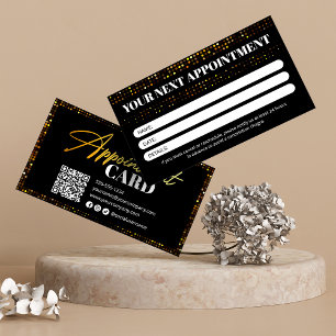 Cartão De Indicação Salão de Cabeleireiro Luxo Dourado Preto Brilhante