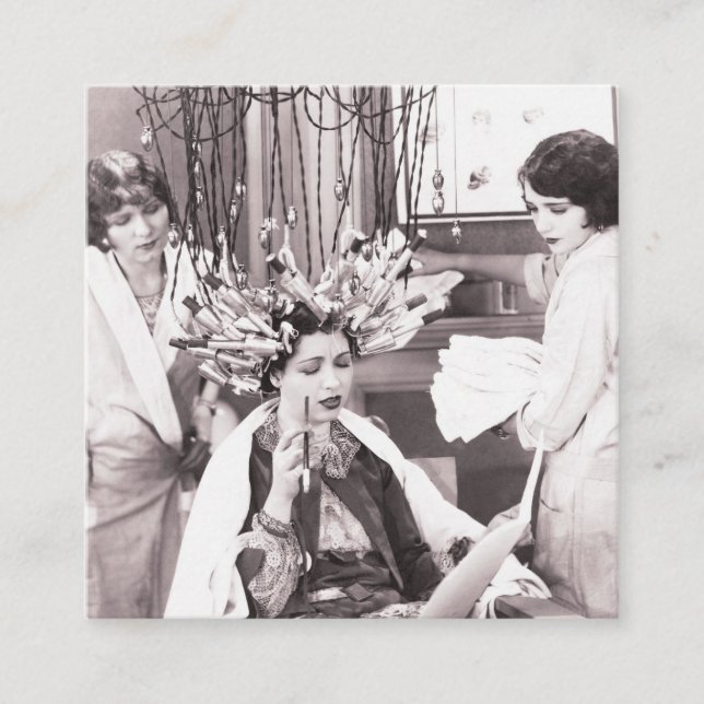 Cartão De Indicação Salão de Cabelo Retro Divertido (Frente)