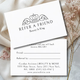 Cartão De Indicação Salão de Coroa Elegante Logotipo Branco
