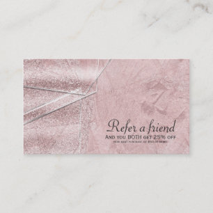 Cartão De Indicação Salão Pink Shimmer Crystal Glam Indique um amigo