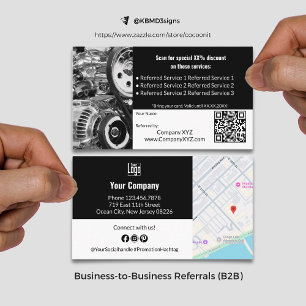 Cartão De Indicação Serviços B2B sofisticados Código QR preto e branco