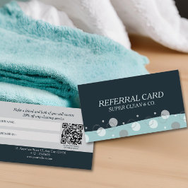 Cartão De Indicação Serviços de Limpeza Azul Escuro Minimalista Modern