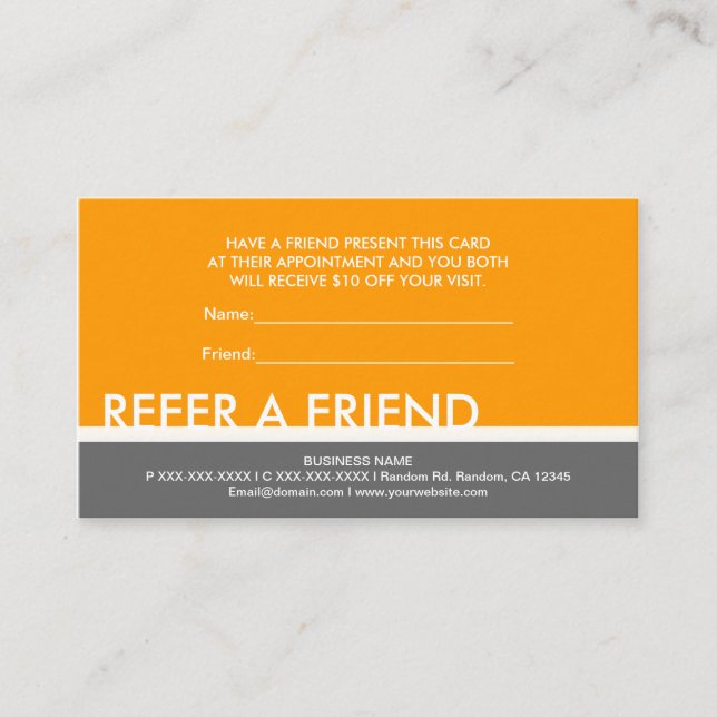 Cartão De Indicação Simples cinzentos amarelos alaranjado consultam (Frente)