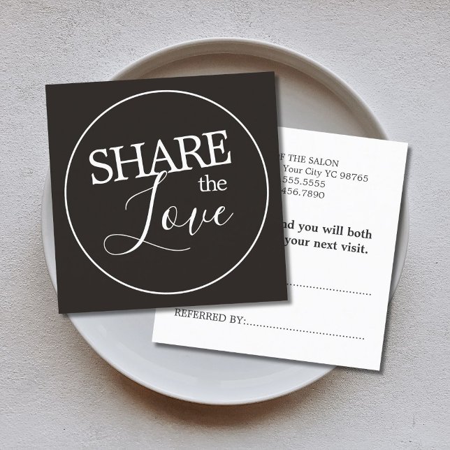 Cartão De Indicação Simples e moderno marfim Black White BeautySalon (Criador carregado)