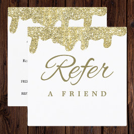 Cartão De Indicação Sinalização holográfica - Glama moderno - Dourado