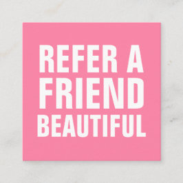 Cartão De Indicação Tendência minimalista refere um amigo rosa moderno
