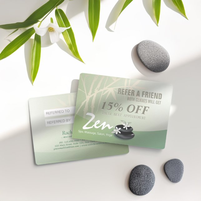 Cartão De Indicação Terapêutica de Massagem YOGA SPA Desconto de Refer (Criador carregado)