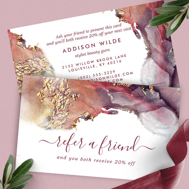 Cartão De Indicação Tinta De Aquarela Líquida De Arte Moderna Roxa E D (Criador carregado)