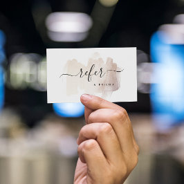 Cartão De Indicação Traço de Pincel Chic | Faux Rosa Dourado em branco