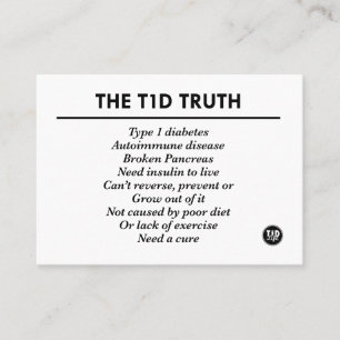 Cartão De Indicação Verdade de T1d (3,5" x 2,5")