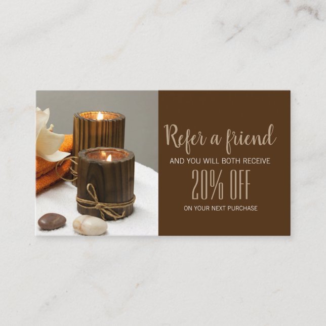 Cartão De Indicação Zen AromaTherapêutica SPA Tratamento por Massagem  (Frente)