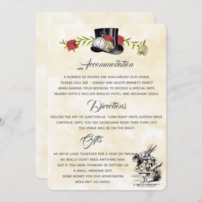 Cartão de Informação Adicional da Alice no País da (Frente/Verso)