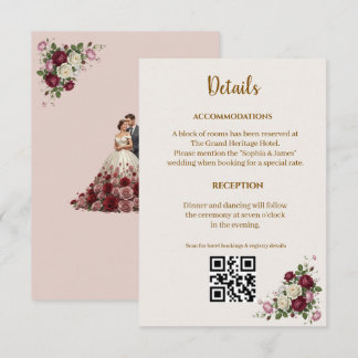 Cartão de Informação Adicional de Casamento Floral