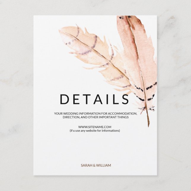 Cartão de Informação de Aquarela de Pena (Frente)