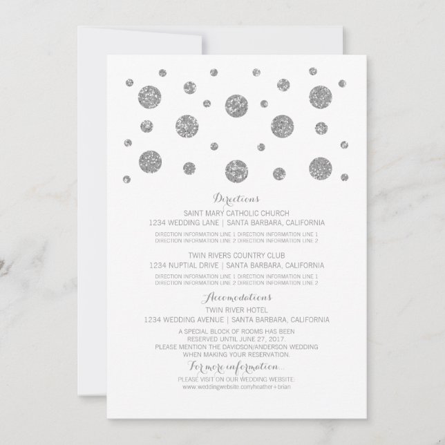Cartão de Informação de Casamento com Confetes de  (Frente)