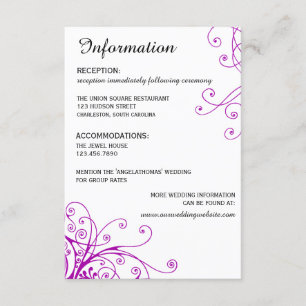 Cartão de Informação de Casamento de Sujãs Roxas E