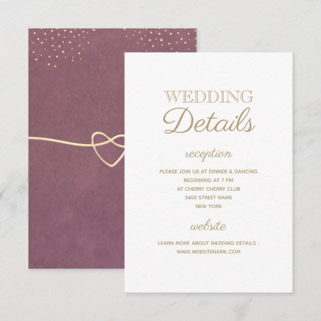 Cartão de Informação de Casamento Elegante e Simpl (Frente/Verso)