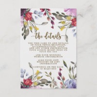 cartão de informação de casamento floral de flor s