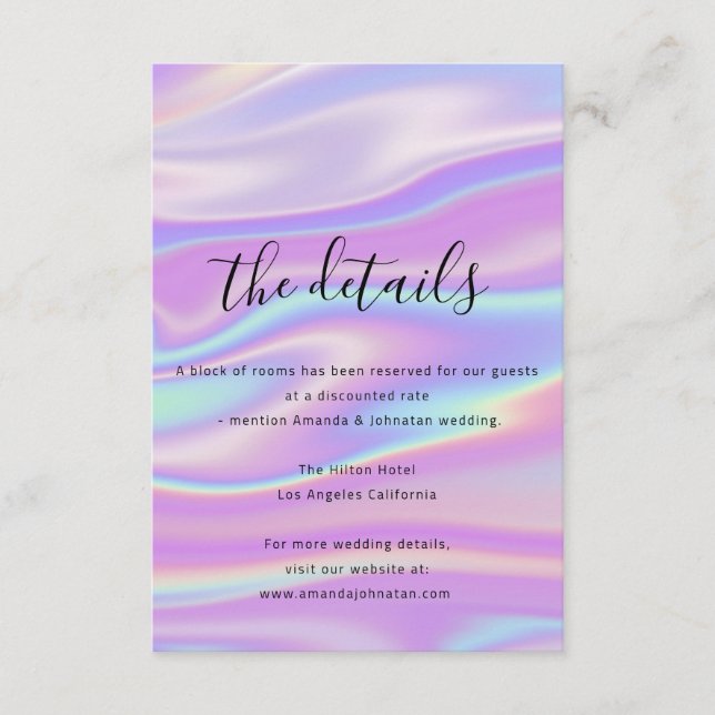 Cartão de Informação de Casamento Holográfico (Frente)