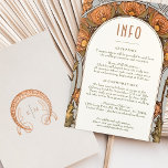 Cartão de Informação de Casamento Vintage Art Nouv<br><div class="desc">Este belo cartão de informações de casamento apresenta uma incrível design Art Nouveau, inspirada por Alphonse Mucha. Os intrincados padrões florais em tons quentes de pêssego, coral, ouro e verde-sábio são colocados sobre um fundo creme, fornecendo uma sofisticada e eterno estética. O cartão fornece informações essenciais sobre a recepção de...</div>