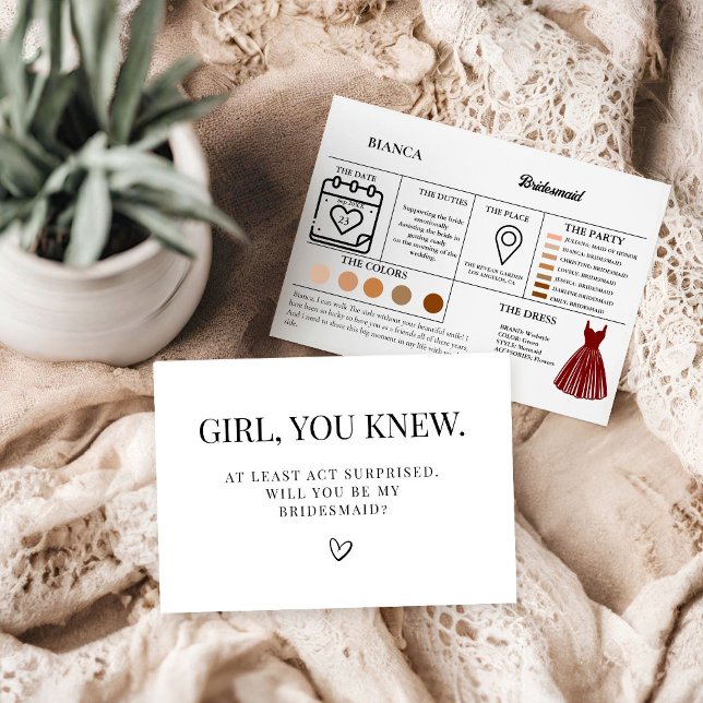 Cartão de informação de madrinha de casamento (Criador carregado)