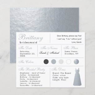 Cartão de Informação de Vestido de Bridesmaid de F