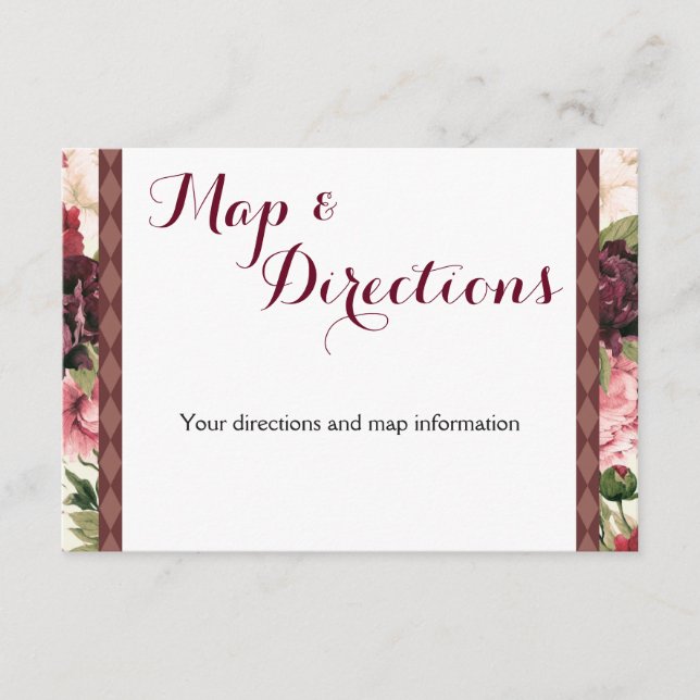 Cartão de informação do casamento do buquê de (Frente)