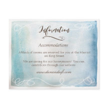 Cartão de Informação do Mar ou Céu Azul Aquarela