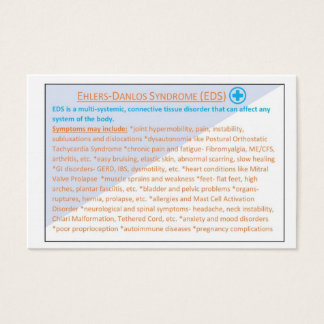 Cartão de informação EDS da síndrome de Ehlers Dan