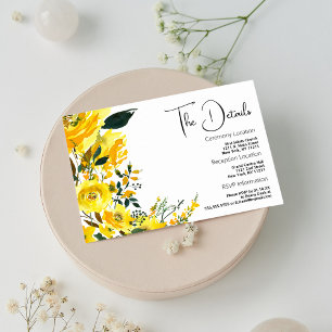 Cartão de informação floral botânico amarelo alara