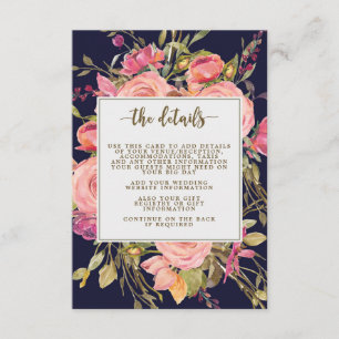 cartão de informação floral do casamento do