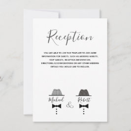 Cartão de Informação Preto e Branco de Casamento G