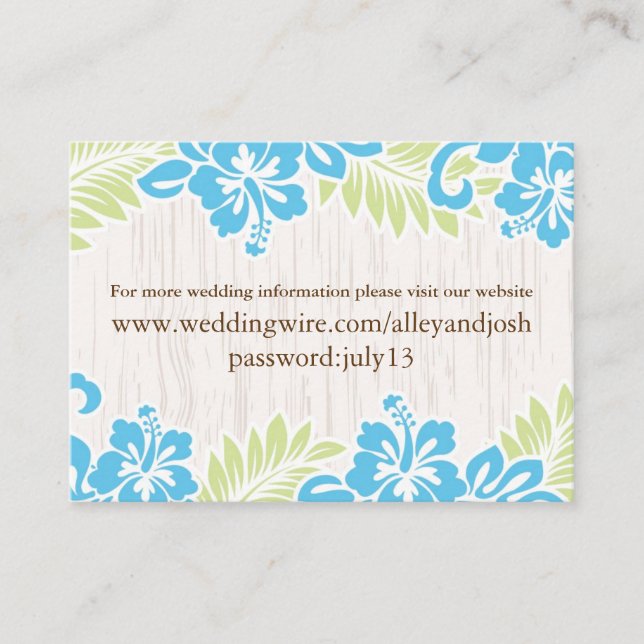 Cartão de Informação Tropical Havaiano Turquesa (Frente)