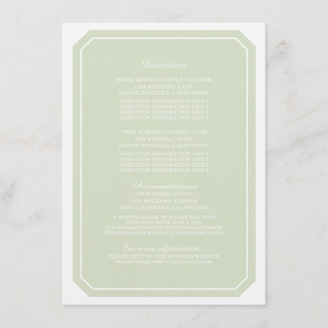 Cartão de informação verde simplesmente elegante (Frente)